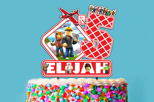 Roblox Birthday Plastic Cake Topper, Roblox Theme Party, personalized topper
