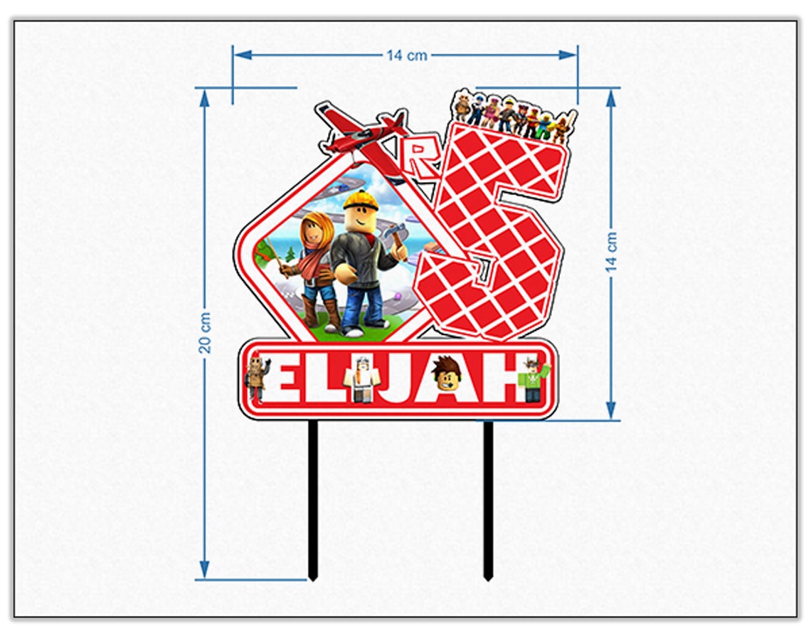 Roblox Birthday Plastic Cake Topper, Roblox Theme Party, personalized topper