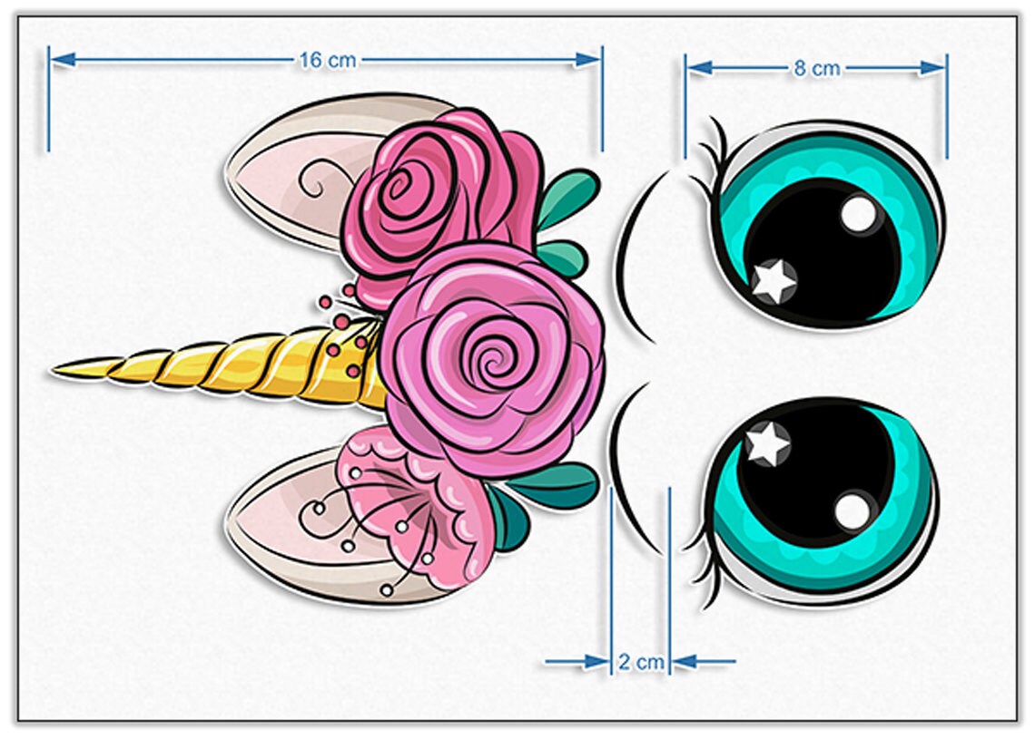 Set of 5 Unicorn Edible Cake Toppers - Precut on Wafer Paper, Sugar Sheet, or without cutting Chocotransfer