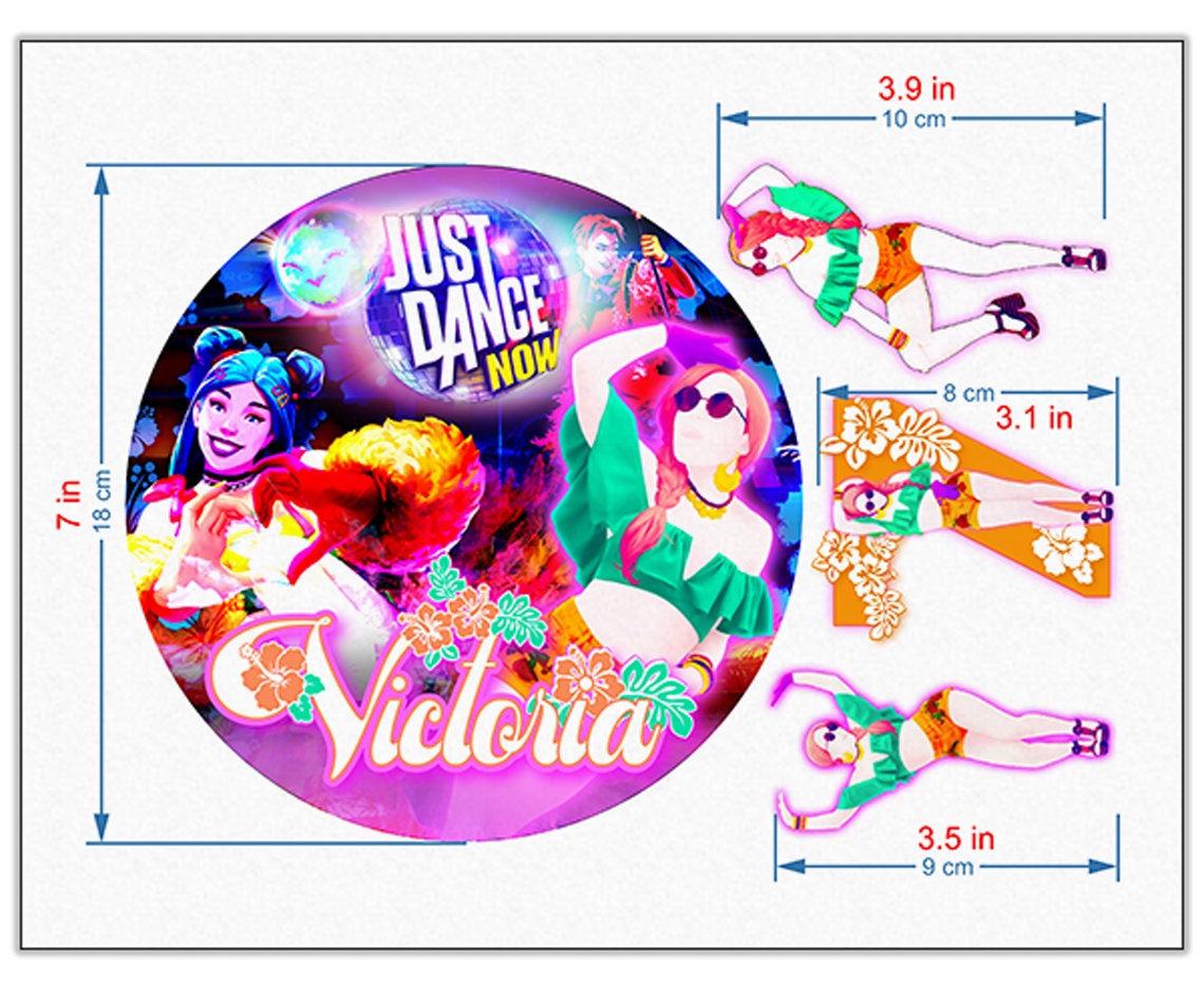 Set of 4 Just Dance Edible Cake Toppers - Precut on Wafer Paper, Sugar Sheet, or without cutting Chocotransfer