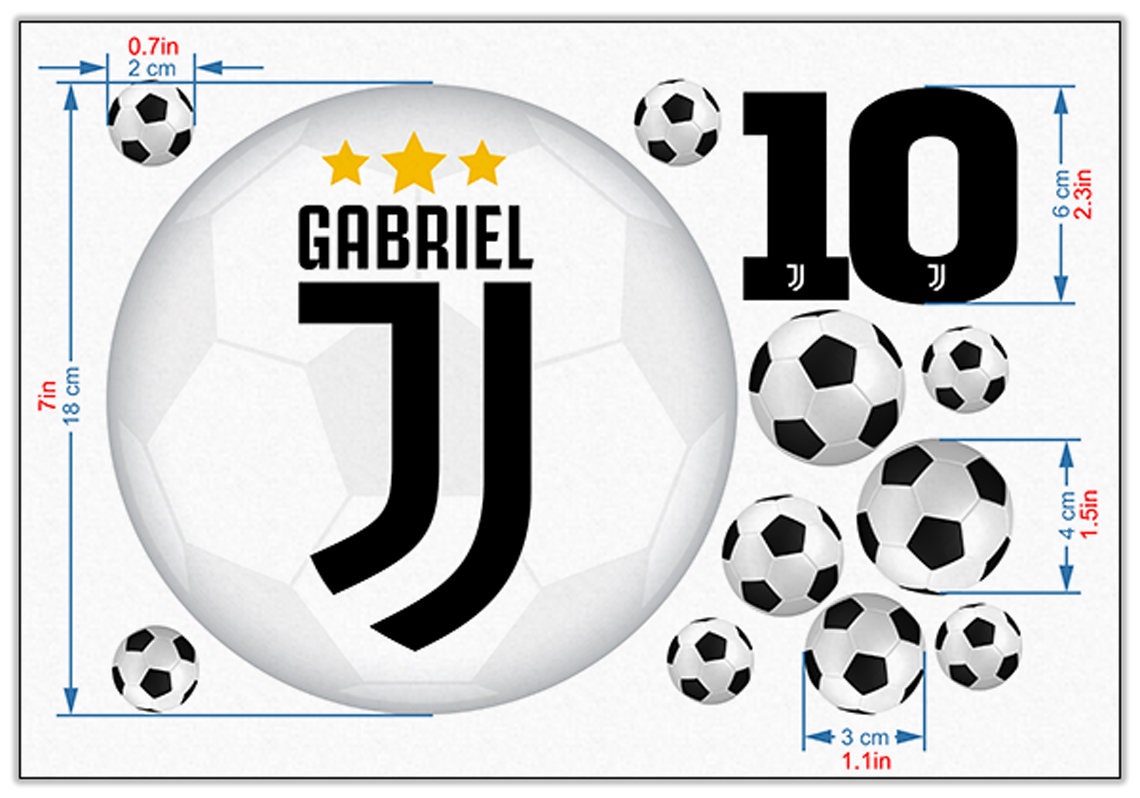 Set of 12 Juventus Edible Cake Toppers - Precut on Wafer Paper, Sugar Sheet, or without cutting Chocotransfer