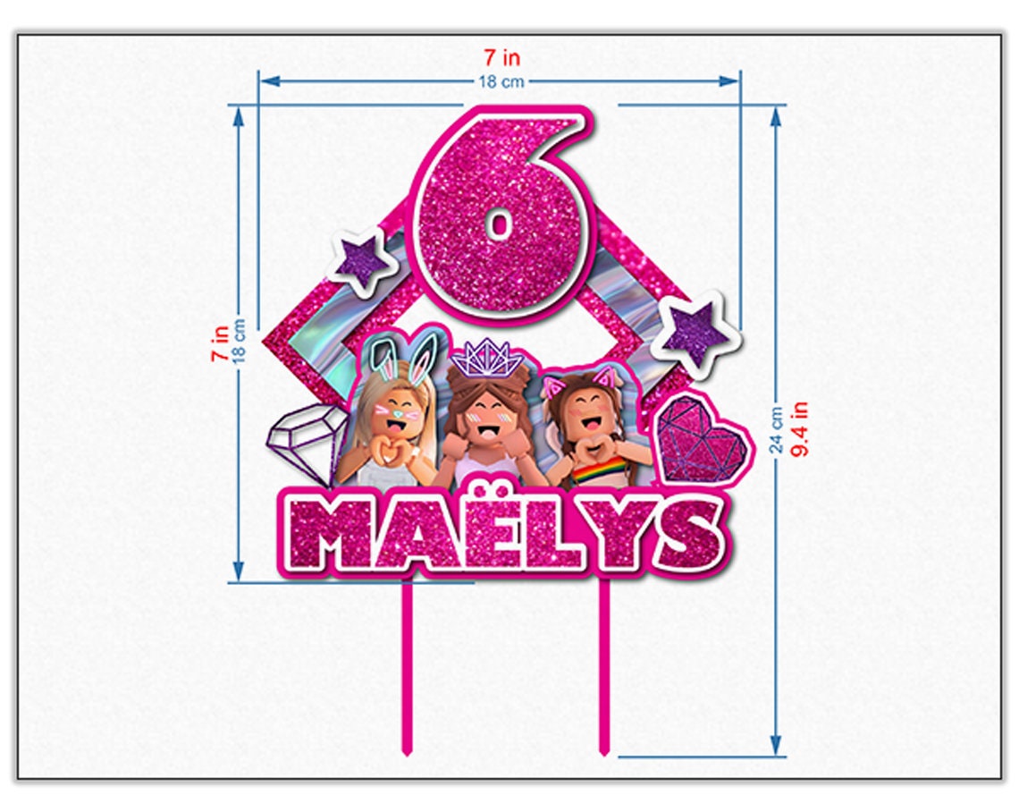 Personalised ROBLOX Girls Cake Topper - The Perfect Addition to Your ROBLOX Girls Themed Party!