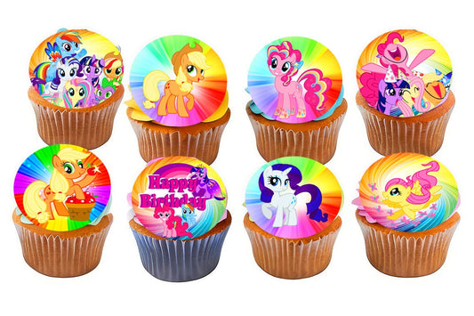 My Little Pony Edible Cupcake Toppers - 24 Pre-Cut Pieces on Wafer Paper, Sugar Sheet, or without cutting Chocotransfer