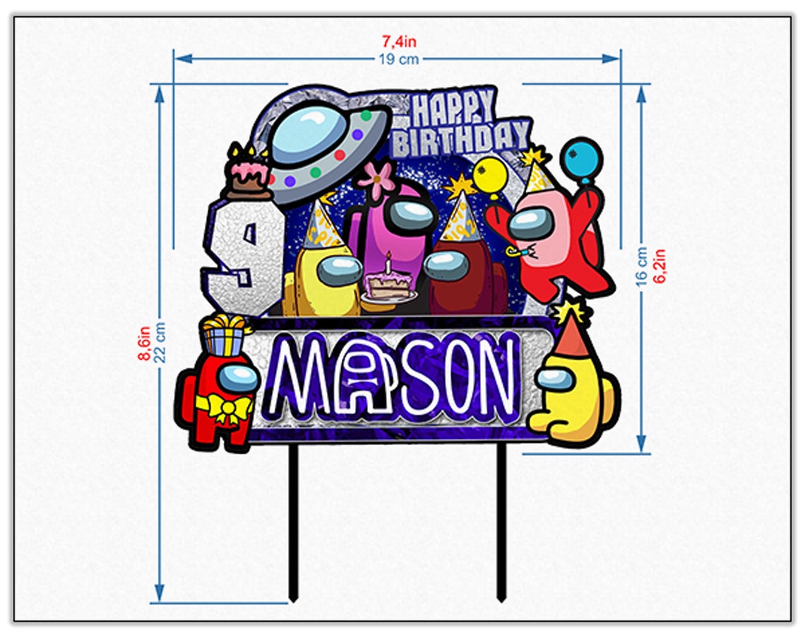 Personalised Among Us Cake Topper - The Perfect Addition to Your Among Us Themed Party!