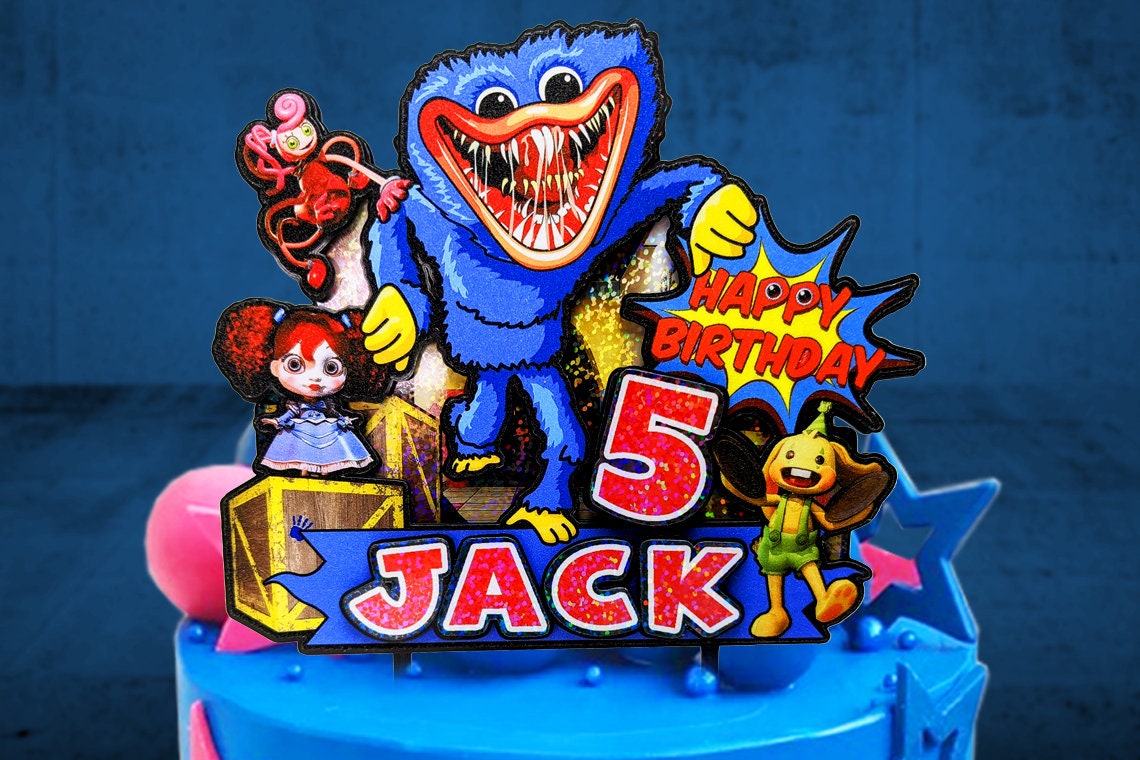 Personalized 3D Printed Huggy Wuggy Cake Topper - Perfect for Huggy Wuggy-Themed Birthdays and Parties!