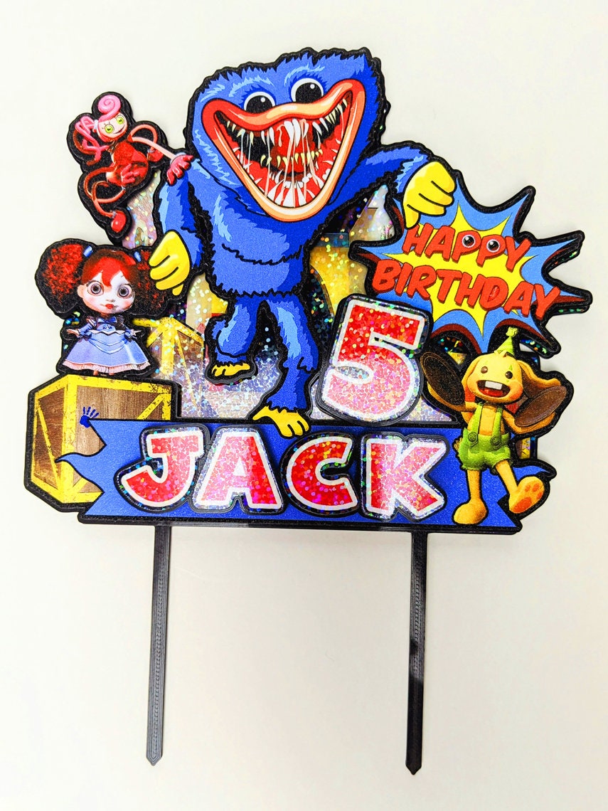 Personalized 3D Printed Huggy Wuggy Cake Topper - Perfect for Huggy Wuggy-Themed Birthdays and Parties!