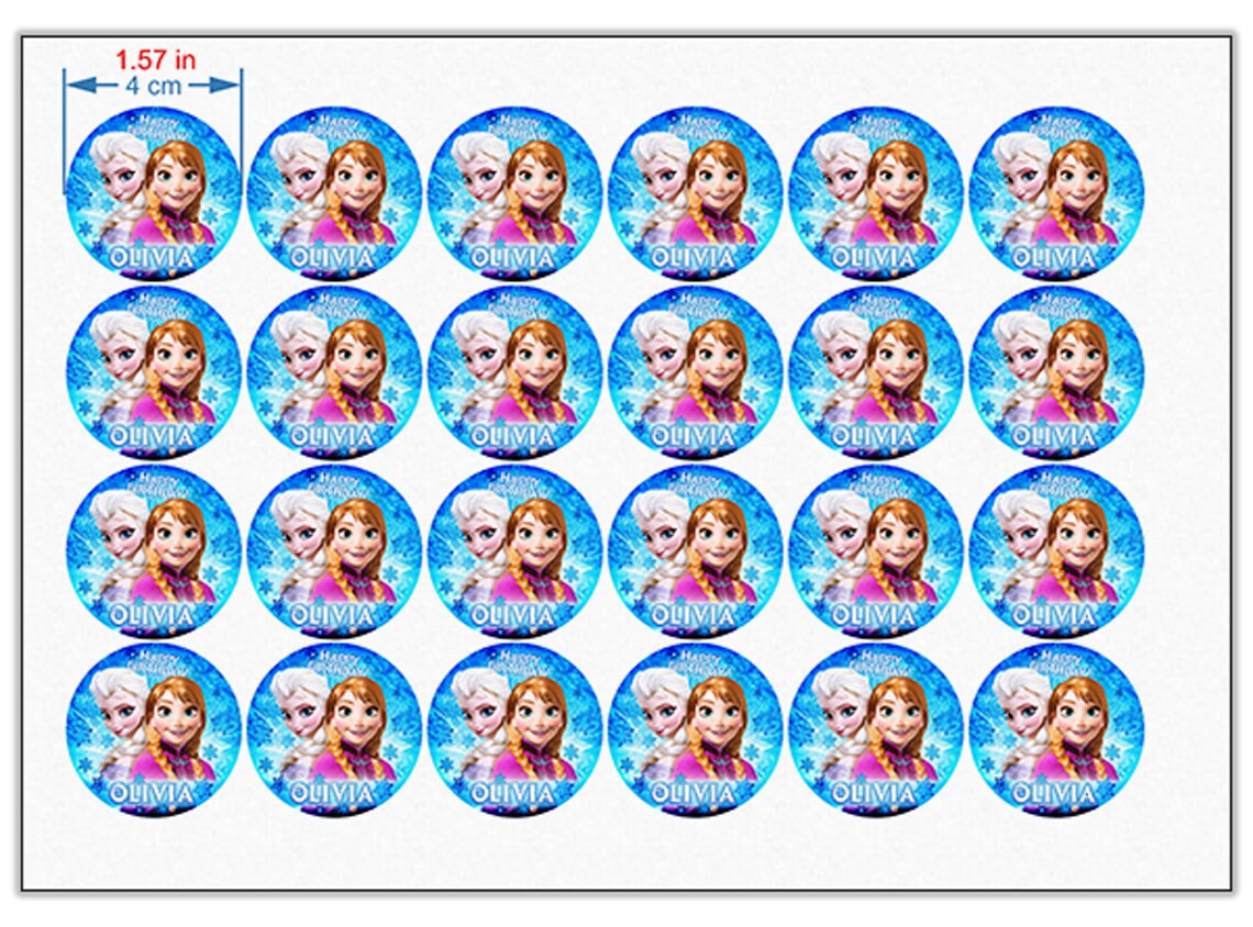 Frozen Edible Cupcake Toppers - 24 Pre-Cut Pieces on Wafer Paper, Sugar Sheet, or without cutting Chocotransfer