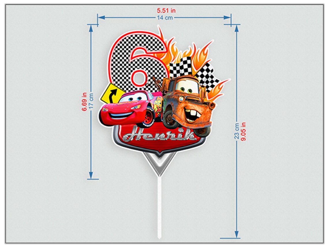 Personalised Disney Pixar Cars Lightning McQueen Cake Topper - The Perfect Addition to Your Disney Pixar Cars Themed Party!