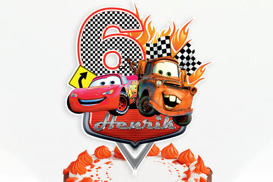 Personalised Disney Pixar Cars Lightning McQueen Cake Topper - The Perfect Addition to Your Disney Pixar Cars Themed Party!