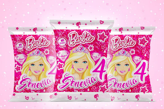 Barbie Dream Party Snack Bags - Customized Favors for Birthdays - Add a Barbie Twist to Your Celebration with Personalized Snack Bags