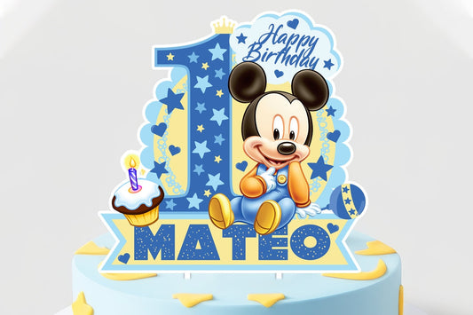 Personalized Mickey Mouse Cake Topper - Perfect Enhancement for Your Mickey Mouse Themed Celebration!