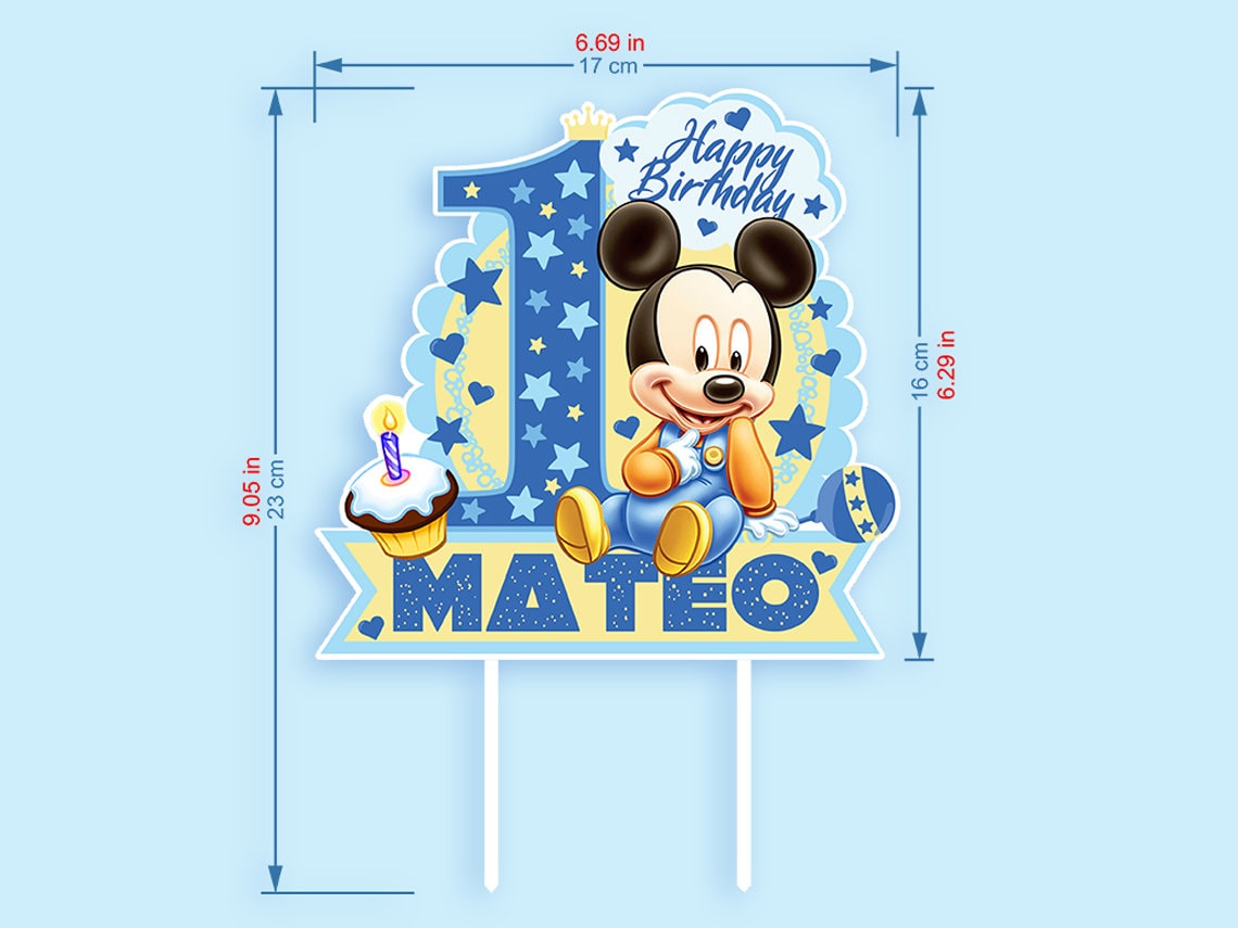 Personalized Mickey Mouse Cake Topper - Perfect Enhancement for Your Mickey Mouse Themed Celebration!