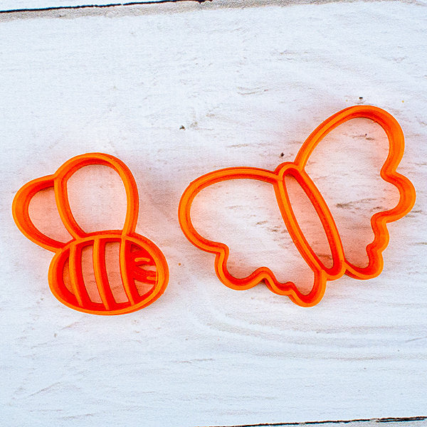 Butterfly and Bee Gingerbread Cookie Cutter Set - Precision-Cut, Butterfly (6 cm x 4 cm/ 2.36" x 1.57") and Bee (4 cm x 4 cm /1.57" x 1.57")