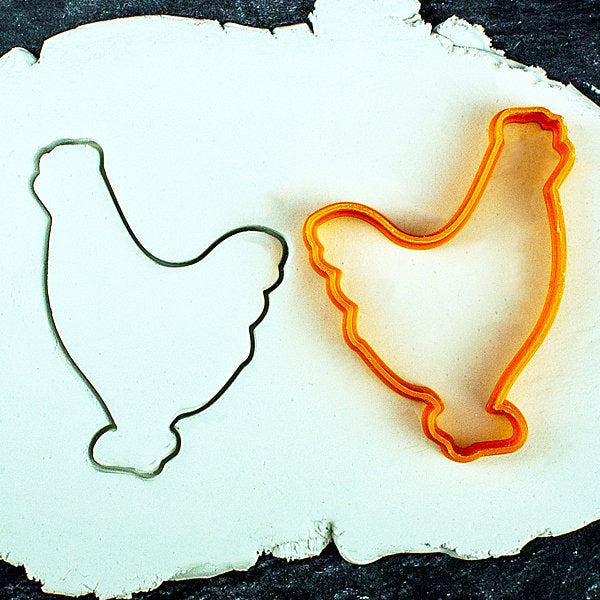 Chicken and Rooster Gingerbread Cookie Cutter Set - Precision-Cut, Chicken (6cm x 7cm/2.36" x 2.75") and Rooster (5.5cm x 7cm/2.16" x 2.75")