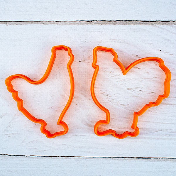 Chicken and Rooster Gingerbread Cookie Cutter Set - Precision-Cut, Chicken (6cm x 7cm/2.36" x 2.75") and Rooster (5.5cm x 7cm/2.16" x 2.75")