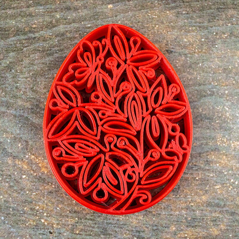 Easter Egg Cookie Cutter and Stamp Set - 3D Printed, 2.68" x 3.43" (6.8 cm x 8.7 cm) - Unique Mold for Baking Cookies