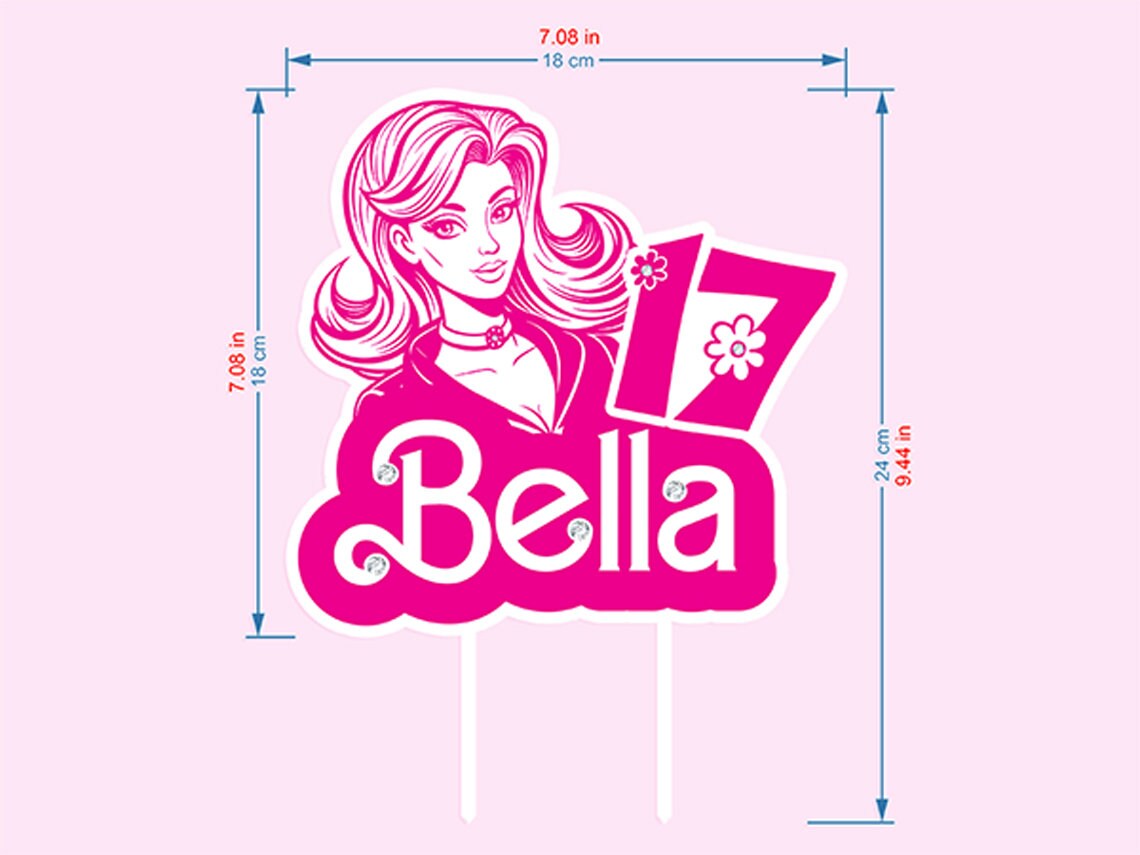 Pink Glam Girl Cake Topper with Name and Age - Make your celebration unforgettable!