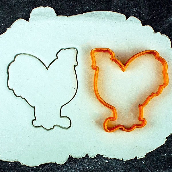 Chicken and Rooster Gingerbread Cookie Cutter Set - Precision-Cut, Chicken (6cm x 7cm/2.36" x 2.75") and Rooster (5.5cm x 7cm/2.16" x 2.75")