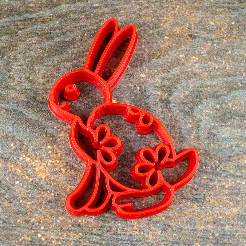 Easter Bunny Gingerbread Cutter and Stamp Set - Precision-Cut, 2.2" x 3" (5.6 cm x 7.6 cm) - Exclusive Mold and Stamp for Crafting Cookies