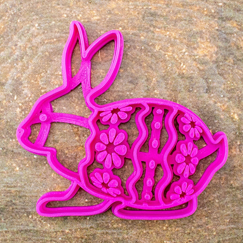 Easter Bunny Gingerbread Cutter and Stamp Set - Precision-Cut 3.03" x 2.91" (7.7 cm x 7.4 cm) Mold and Stamp for Crafting Delightful Cookies
