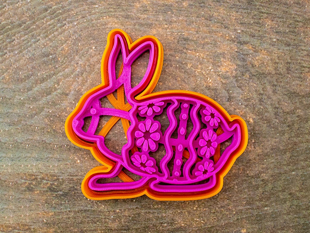 Easter Bunny Gingerbread Cutter and Stamp Set - Precision-Cut 3.03" x 2.91" (7.7 cm x 7.4 cm) Mold and Stamp for Crafting Delightful Cookies