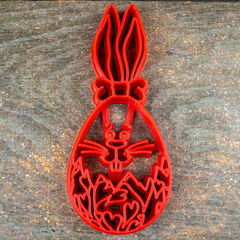 Easter Bunny Cookie Cutter and Stamp Set - 3D Printed, 1.93" x 4.21" (4.9 cm x 10.7 cm) - Unique Mold for Baking Cookies