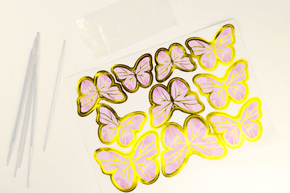 10pcs Pink & Gold Butterfly Cake Toppers - Princess Girl Party Decor for Birthday, Wedding, Baby Shower, Gender Reveal, and Special Events