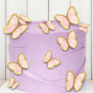 15 Pink and Gold Butterfly Edible Cake Toppers – Elegant Wafer Paper Decorations for Cakes and Cupcakes