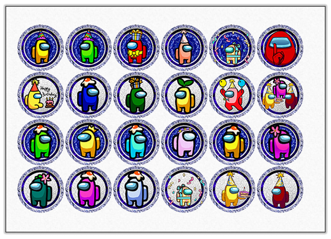 24 Among Us Edible Cupcake Toppers - Precut on Wafer Paper, Sugar Shee ...