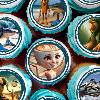 24 Funny Italian Meme Edible Cupcake Toppers – Precut on Wafer Paper, Sugar Sheet, or Uncut Chocotransfer