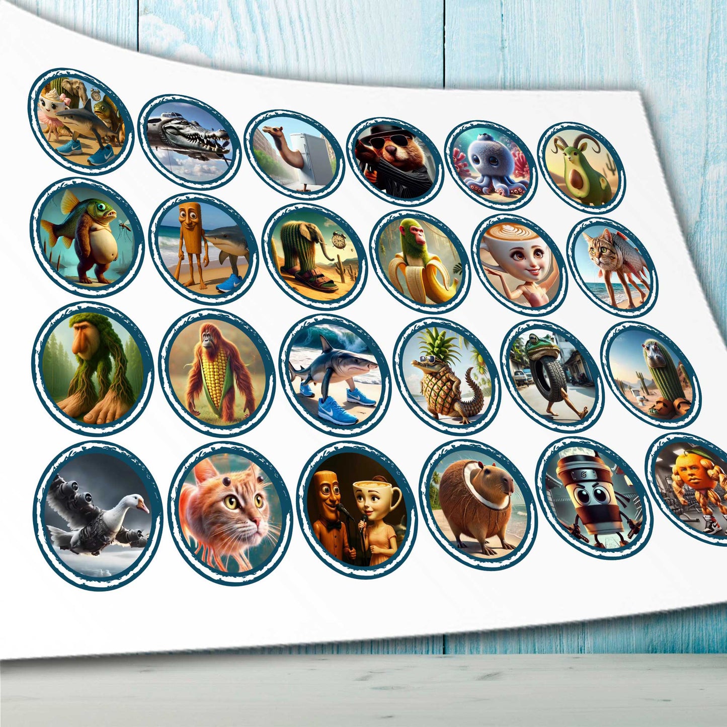 24 Funny Italian Meme Edible Cupcake Toppers – Precut on Wafer Paper, Sugar Sheet, or Uncut Chocotransfer