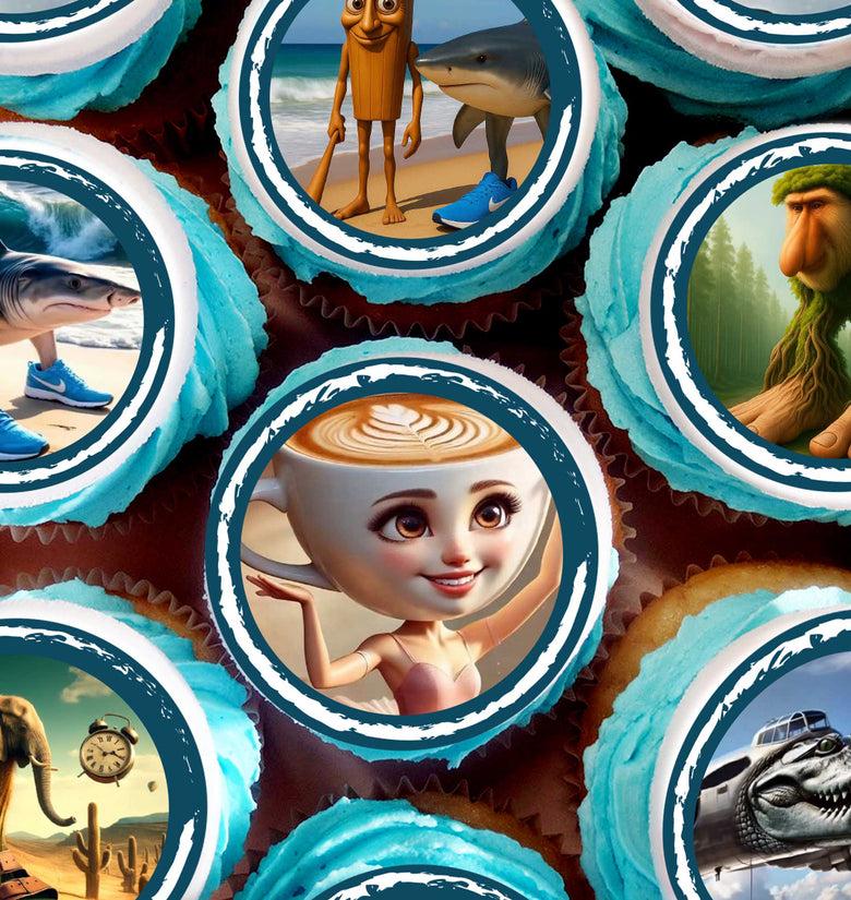 24 Funny Italian Meme Edible Cupcake Toppers – Precut on Wafer Paper, Sugar Sheet, or Uncut Chocotransfer