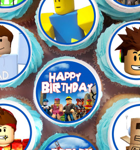 24 Roblox Edible Cupcake Toppers – Precut on Wafer Paper, Sugar Sheet, or Uncut Chocotransfer