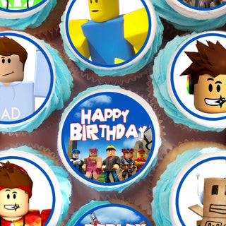24 Roblox Edible Cupcake Toppers – Precut on Wafer Paper, Sugar Sheet, or Uncut Chocotransfer