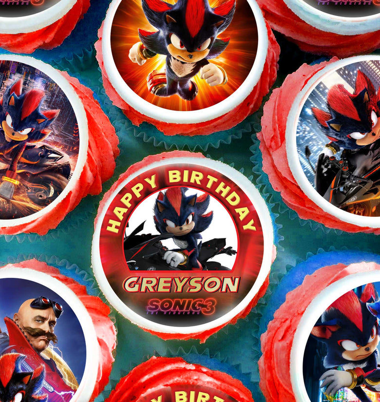 24 Shadow from Sonic Boom Edible Cupcake Toppers – Precut Wafer Paper, Sugar Sheet or Uncut Chocotransfer
