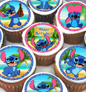 24 Stitch Edible Cupcake Toppers - Precut on Wafer Paper, Sugar Sheet, or without cutting Chocotransfer