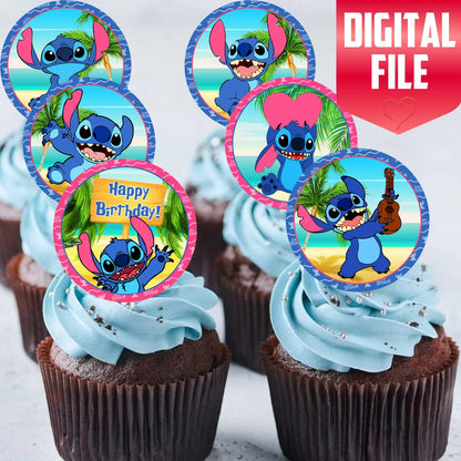 24 Stitch Edible Cupcake Toppers - Precut on Wafer Paper, Sugar Sheet, or without cutting Chocotransfer