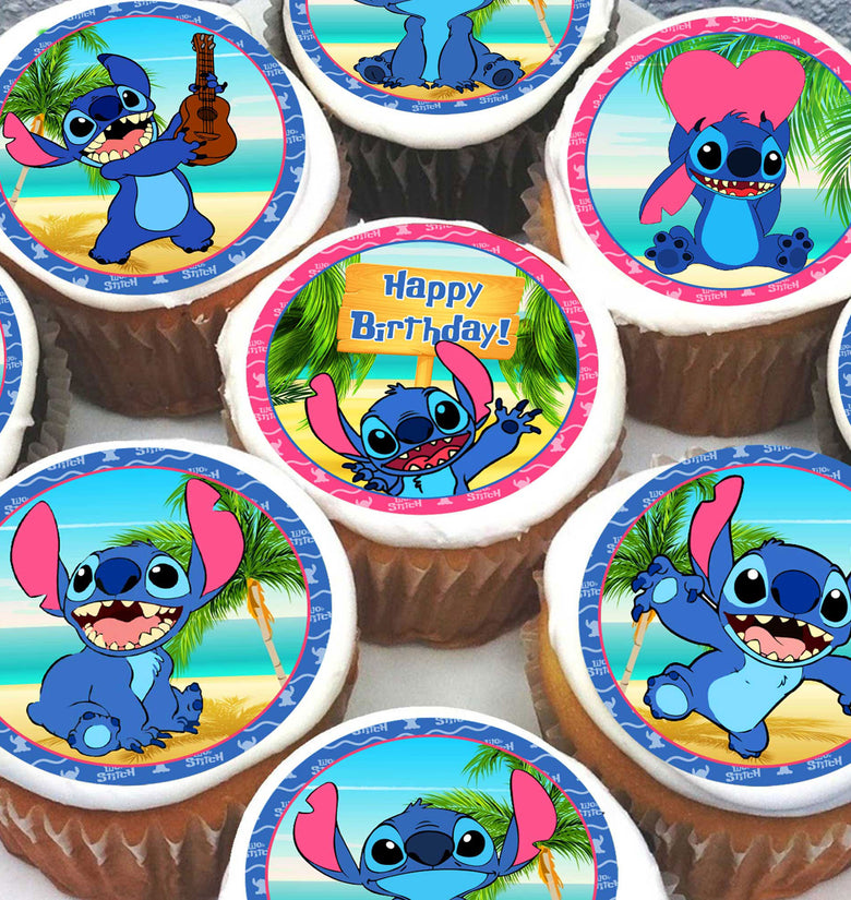 24 Stitch Edible Cupcake Toppers - Precut on Wafer Paper, Sugar Sheet, or without cutting Chocotransfer
