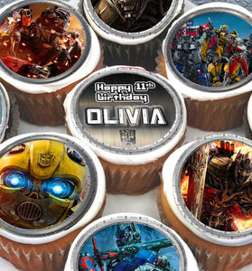 24 Transformers Edible Cupcake Toppers - Precut on Wafer Paper, Sugar Sheet, or without cutting Chocotransfer