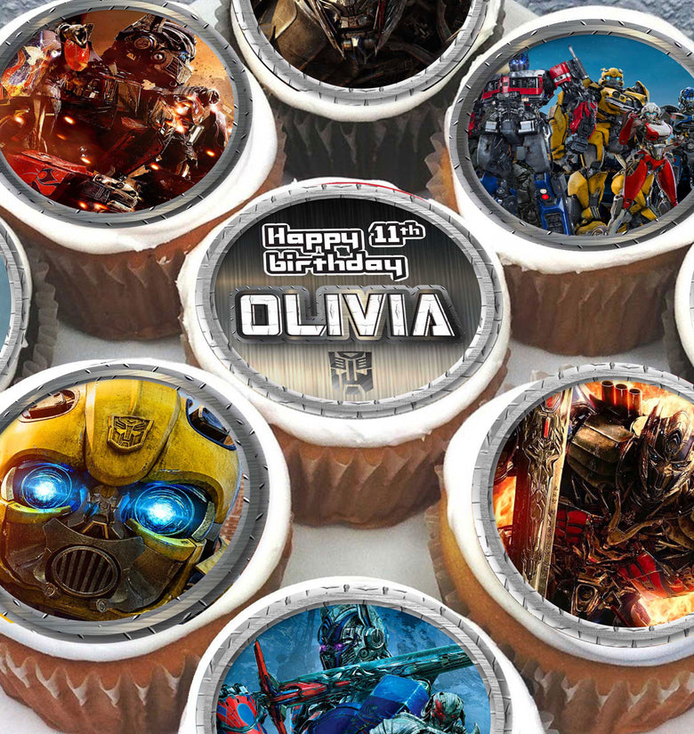 24 Transformers Edible Cupcake Toppers - Precut on Wafer Paper, Sugar Sheet, or without cutting Chocotransfer