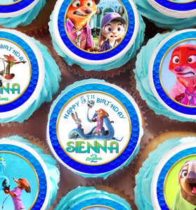 24 Zootopia 2 Edible Cupcake Toppers – Precut on Wafer Paper, Sugar Sheet, or Uncut Chocotransfer