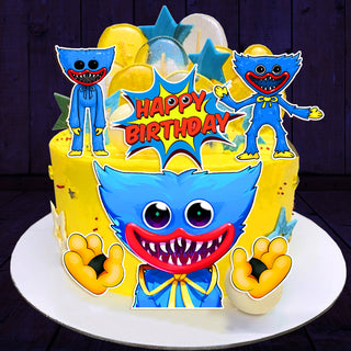 Set of 6 Huggy Wuggy Edible Cake Toppers - Precut on Wafer Paper, Sugar Sheet, or without cutting Chocotransfer