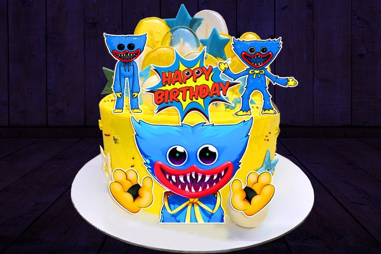 Set of 6 Huggy Wuggy Edible Cake Toppers - Precut on Wafer Paper, Sugar Sheet, or without cutting Chocotransfer