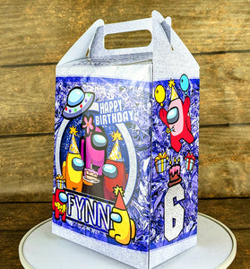 Among Us Themed Gable Box: Personalized Meal Box for Burger & Fries Party Favors! Perfect for Birthdays, Weddings, and More!