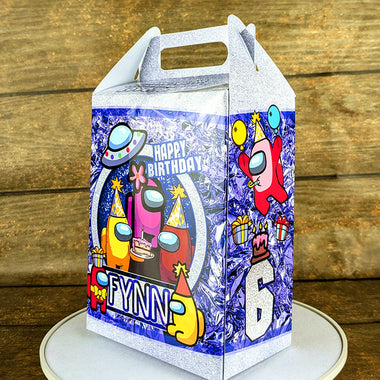 Among Us Themed Gable Box: Personalized Meal Box for Burger & Fries Party Favors! Perfect for Birthdays, Weddings, and More!