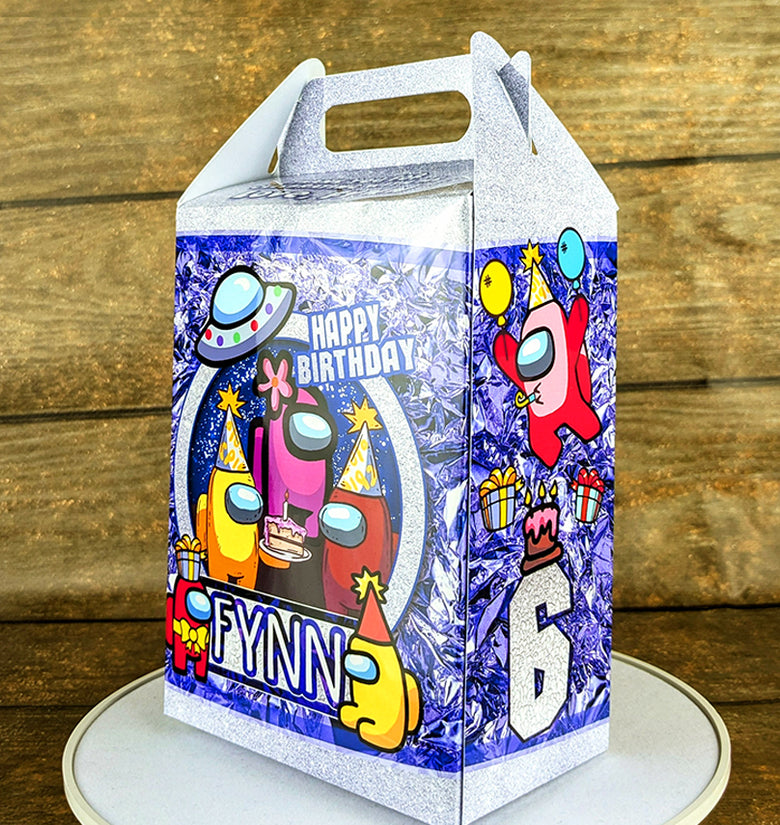 Among Us Themed Gable Box: Personalized Meal Box for Burger & Fries Party Favors! Perfect for Birthdays, Weddings, and More!
