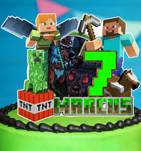 Personalised Minecraft Cake Topper - The Perfect Addition to Your Minecraft Themed Party!