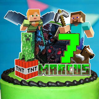 Personalised Minecraft Cake Topper - The Perfect Addition to Your Minecraft Themed Party!