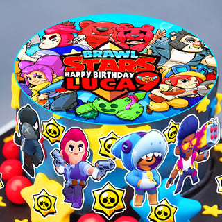 Collection of 13 Pre-cut Brawl Stars Edible Cake Toppers: Choose from Wafer Paper, Sugar Sheet, or Uncut Chocotransfer Options