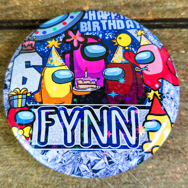 Personalized Among Us Crewmate Birthday Button Badge | Custom Among Us Birthday Badge | Personalized Crewmate Pin | Celebration Among Us Button Badge
